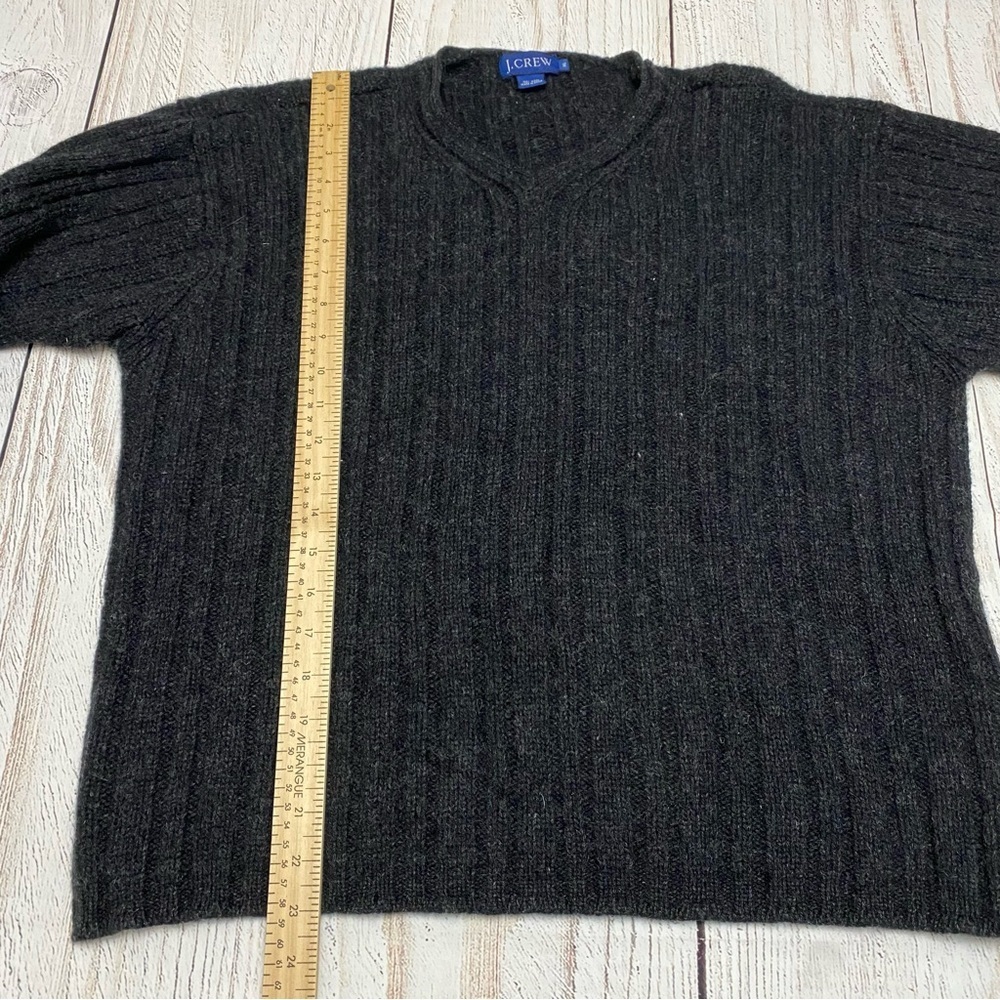 J. Crew Men's Wool Charcoal V-Neck Sweater - Picture 6 of 7